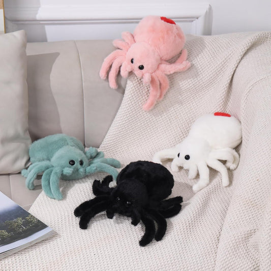 White Spider Plush,Spider Stuffed Animal Toy,Cute Spiders Plushie,9.8Inch Huggable Jumping Spiders Toy,Adorable Pillow Doll for Kids Halloween Decor
