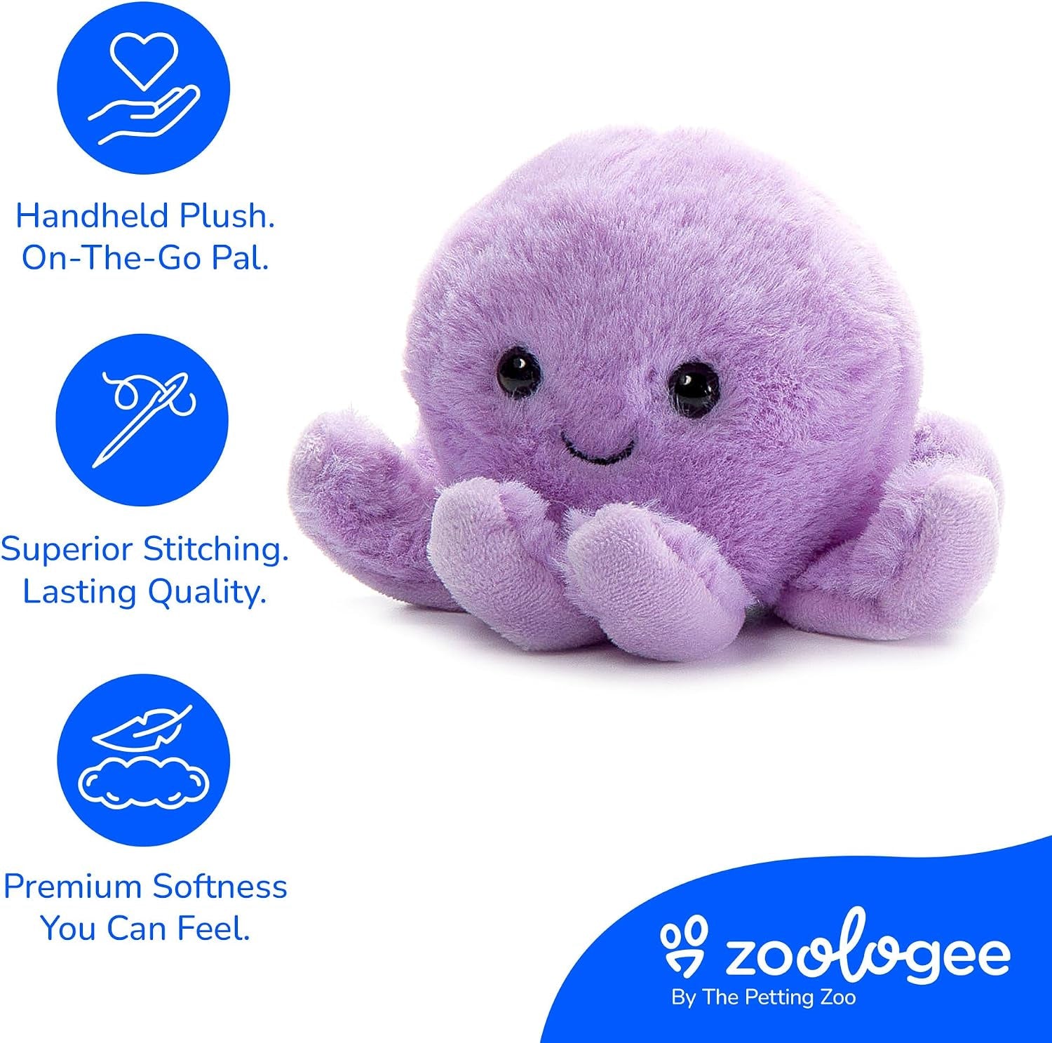 Purple Octopus Stuffed Animal Plushie, Gifts for Kids, Nuggetz Sealife Animals, Octopus Plush Toy, 6 Inches
