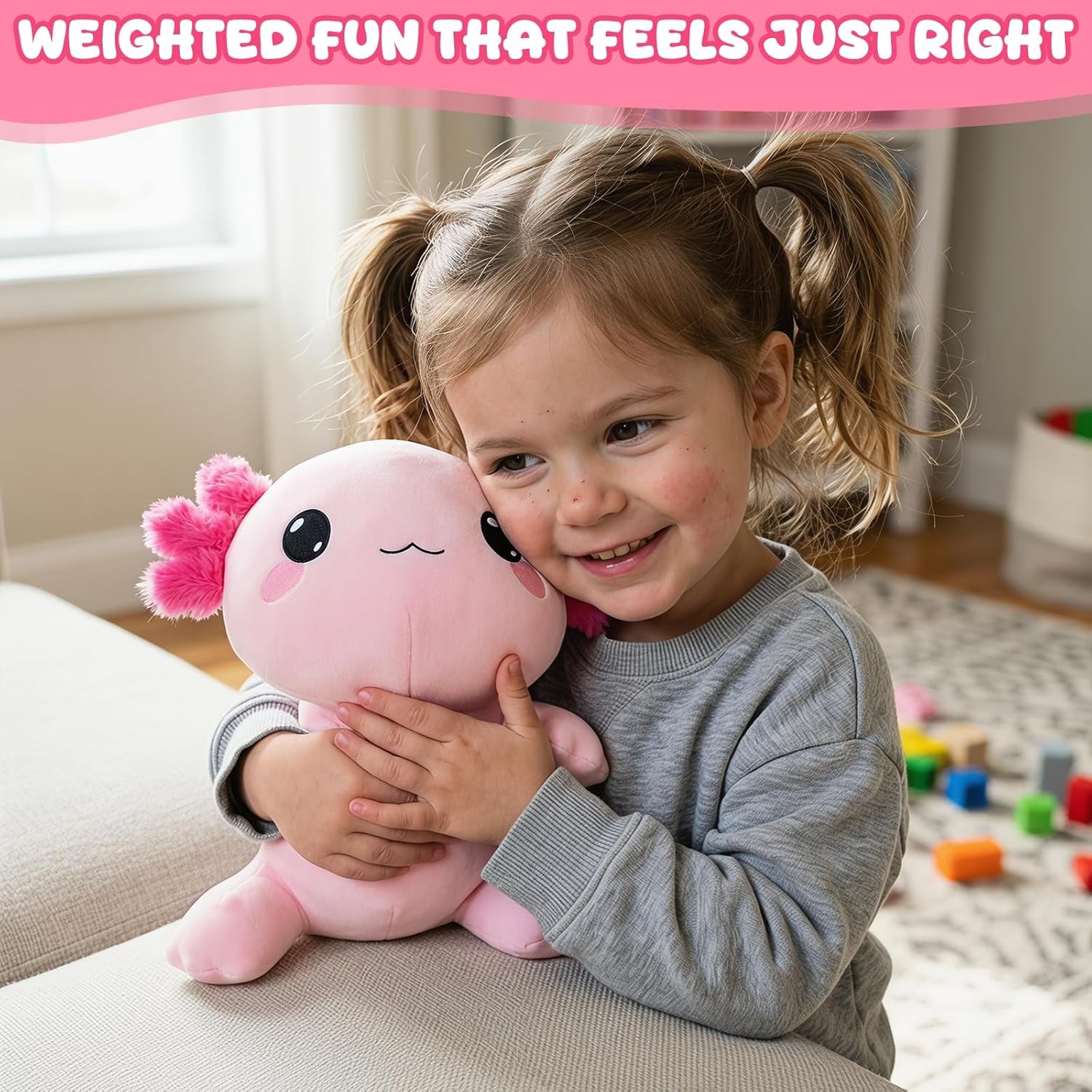 Weighted Stuffed Animals, Axolotl Stuffed Animal with Weighted Beads, Cute Plush Toy Pillow Gifts for Adults Kids Boys Girls
