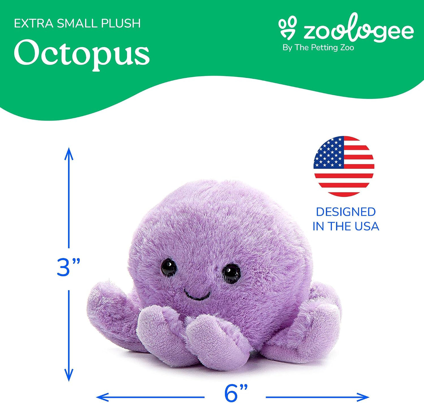 Purple Octopus Stuffed Animal Plushie, Gifts for Kids, Nuggetz Sealife Animals, Octopus Plush Toy, 6 Inches