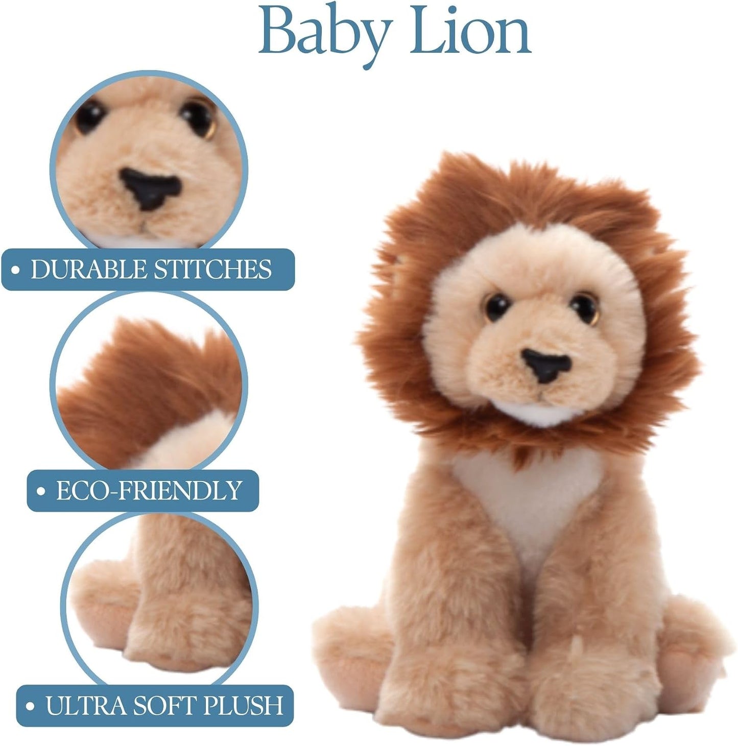 Lion Stuffed Animal Plushie, Gifts for Kids, Wild Onez Babiez Zoo Animals, Lion Plush Toy 6 Inches
