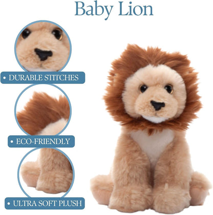 Lion Stuffed Animal Plushie, Gifts for Kids, Wild Onez Babiez Zoo Animals, Lion Plush Toy 6 Inches