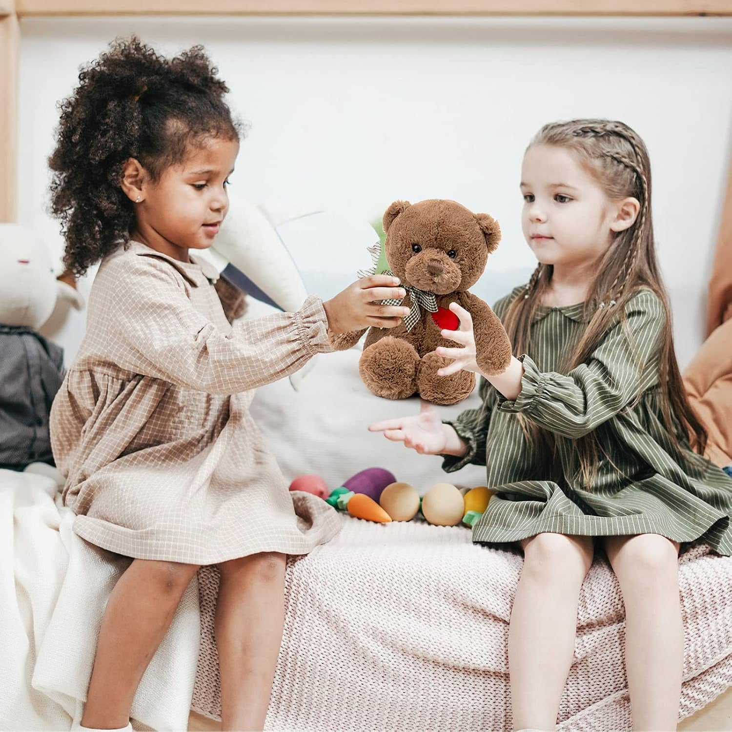 11.4” Small Teddy Bear with Heart Cute Brown Teddy Bear Stuffed Animals Soft Stuffed Bear Plush Bear Plushie Toys Gifts for Girlfriend Boyfriend Kid