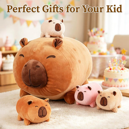 5-1 Capybara Stuffed Animal with 4 Babies Inside, 16 Inch Big Soft Mommy Capybara Plush Toy with 4 Capybaras, Cute Stuffed Pillow Gift for Kids Boys Girls, Birthday, Decor