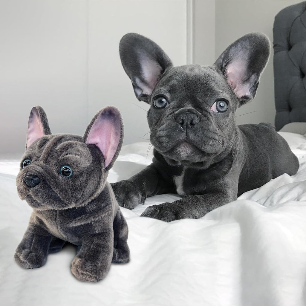 Bulldog Stuffed Animals Realistic Dog,9" Dog Stuffed Animals Soft Cuddly Gray Bulld Og Stuffed D Og Plush,Puppy Plush Toys for Kids Girls Boys Huggable & Washable