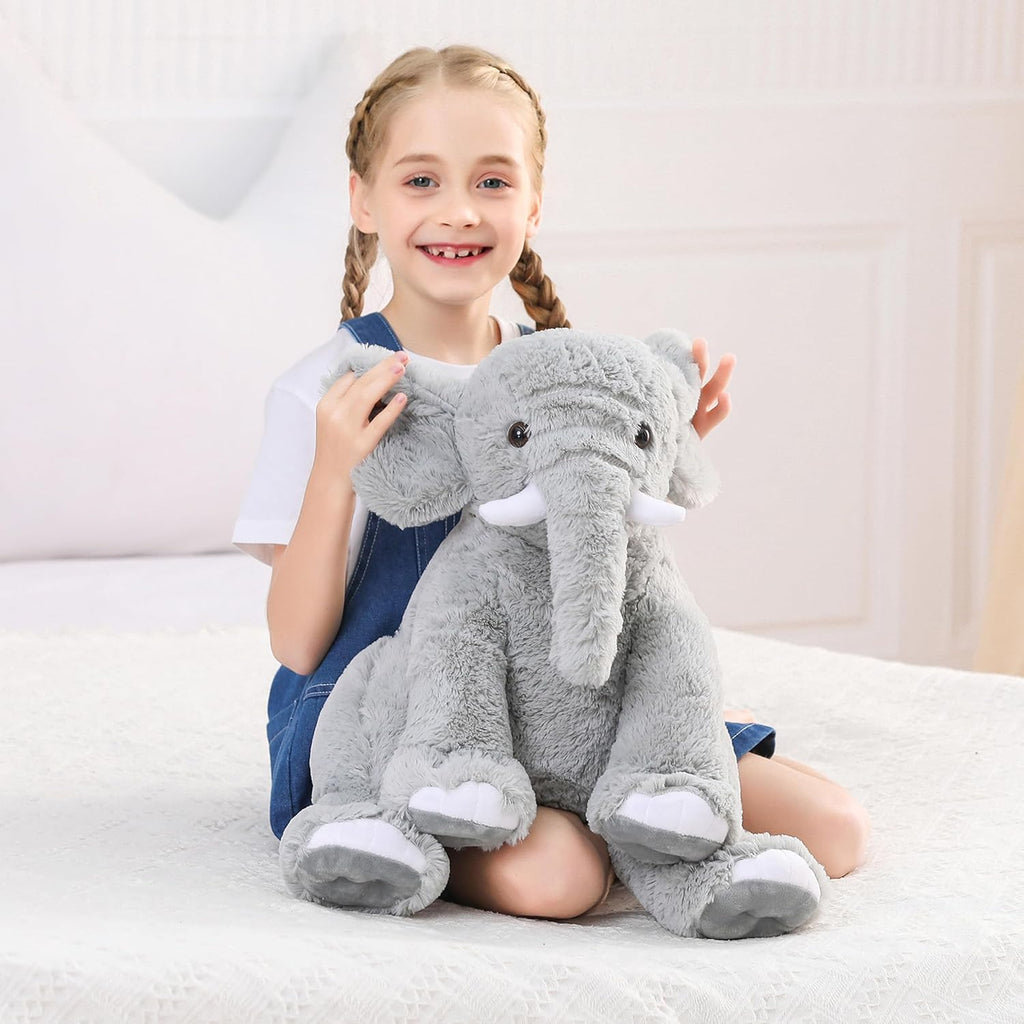Elephant Weighted Stuffed Animals 5 Lbs 16 Inches Gray Plush | Large Weighted Stuffed Animal Elephant Plushie Cuddly Pillow Gift for Kids Adults