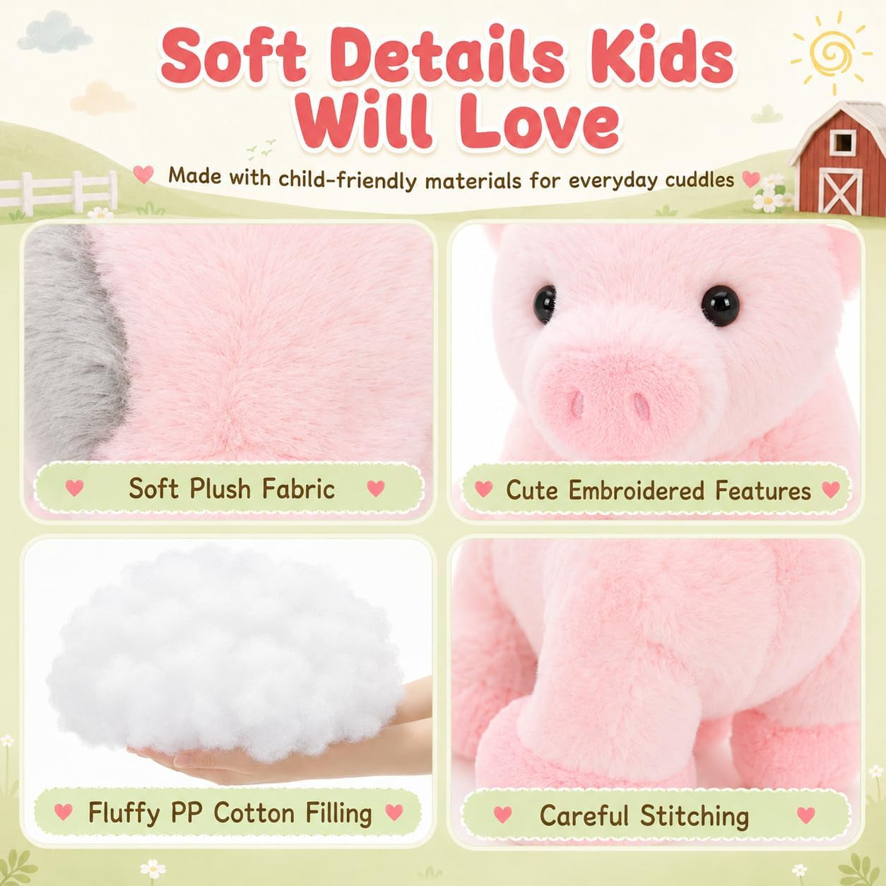 6 Pack Pig Stuffed Animals, 10 Inch Assorted Pig Plush Toys Set | 6 Assorted Pigs Bulk, Soft Plush Fabric, Cute Farm Animal Set, Party Favor Pack, Birthday Christmas Gift