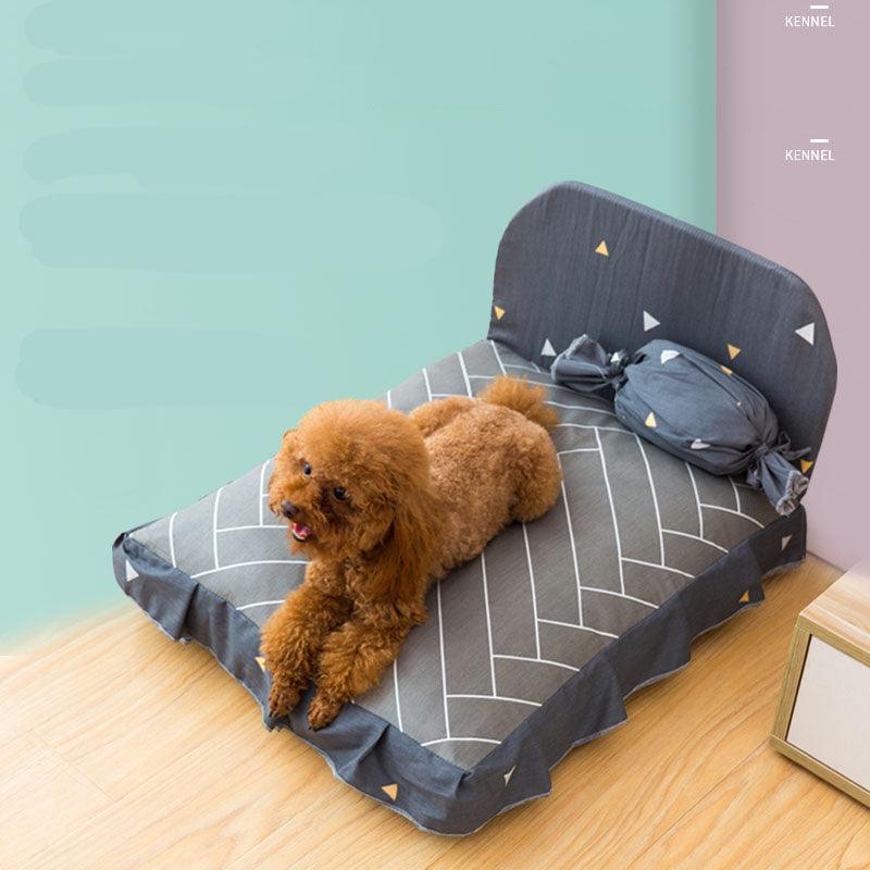 Anti-Slip Soft Cotton Dog Bed and Cat Bed: | Gray | Top View | Snugglepals