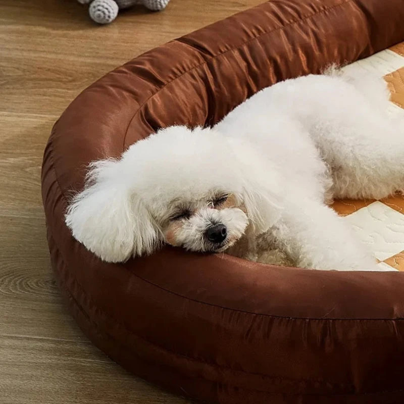 Cooling Orthopedic Pet Bed with Elevated Headrest - Easy to Clean, Durable, and Gentle on Skin