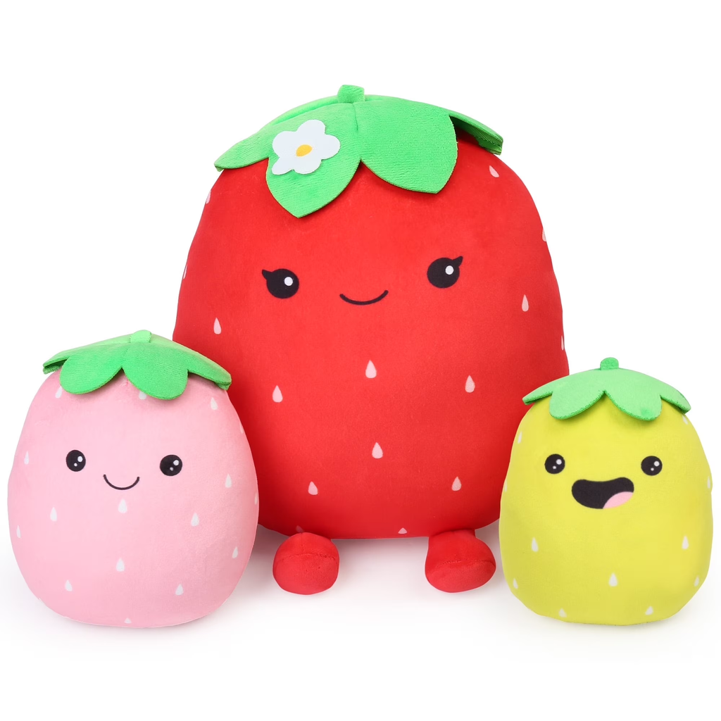 Cute Strawberry Plush Pillow – 6, 7 & 12 Inch | Squishy Stuffed Plushie Gift for All Ages