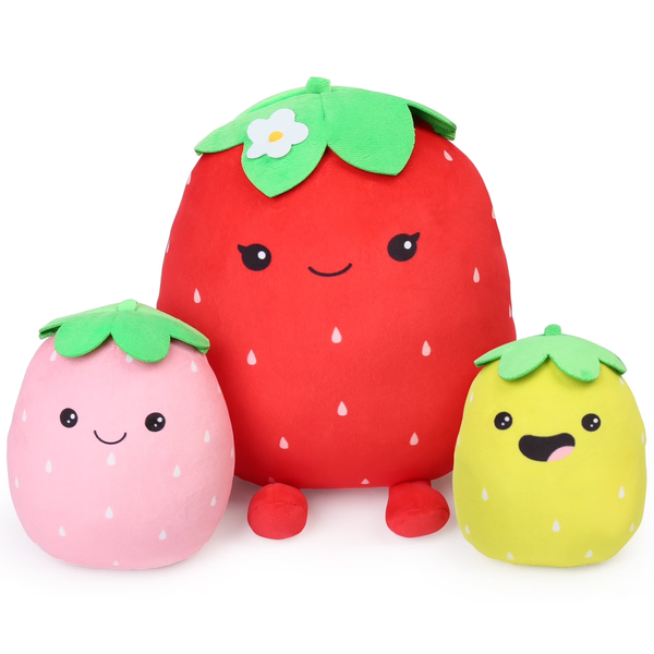 Cute Strawberry Plush Pillow – 6, 7 & 12 Inch | Squishy Stuffed Plushie Gift for All Ages
