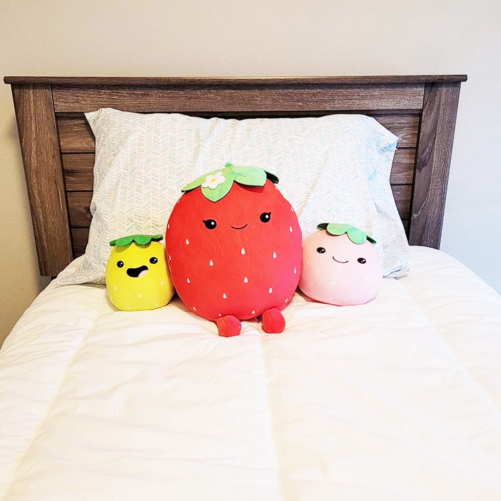 Cute Strawberry Plush Pillow – 6, 7 & 12 Inch | Squishy Stuffed Plushie Gift for All Ages