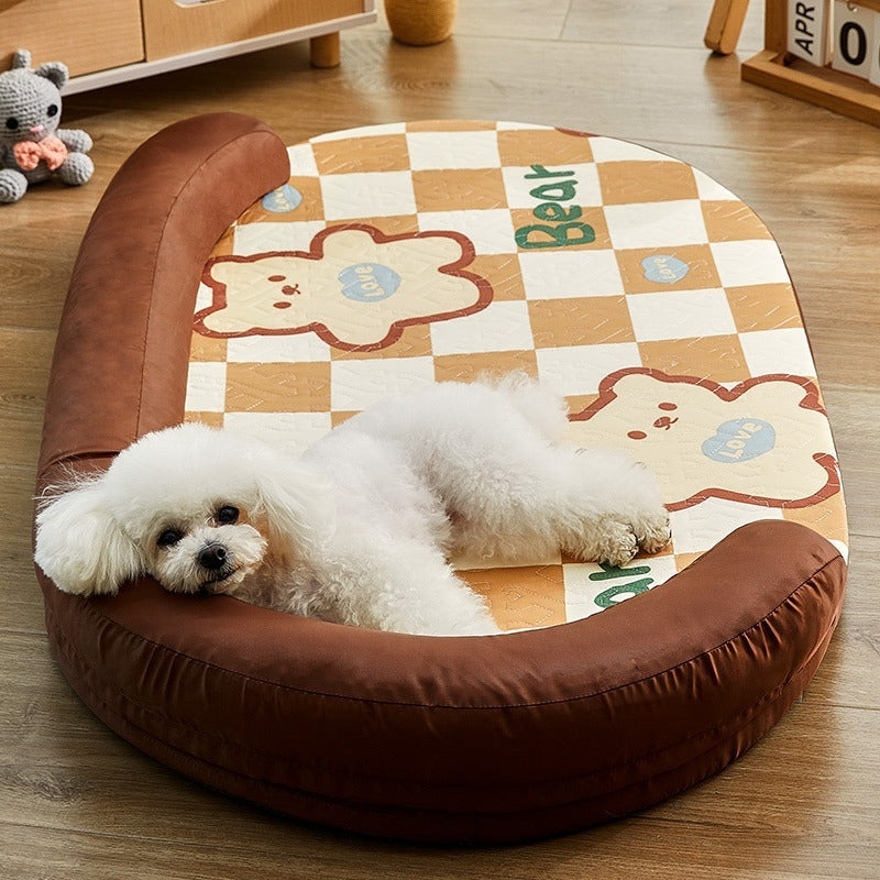 Cooling Orthopedic Pet Bed with Elevated Headrest - Easy to Clean, Durable, and Gentle on Skin