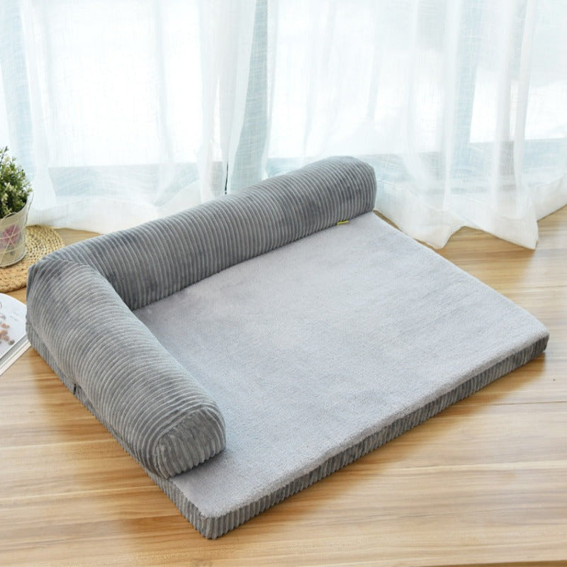 Malambot na Bolster Head Rest Corduroy Dog Bed: Pagkontrol sa Temperatura