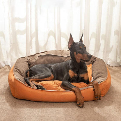 Soft Plush Cushion Sofa Dog Bed: Optimal Comfort and Durability | Orange