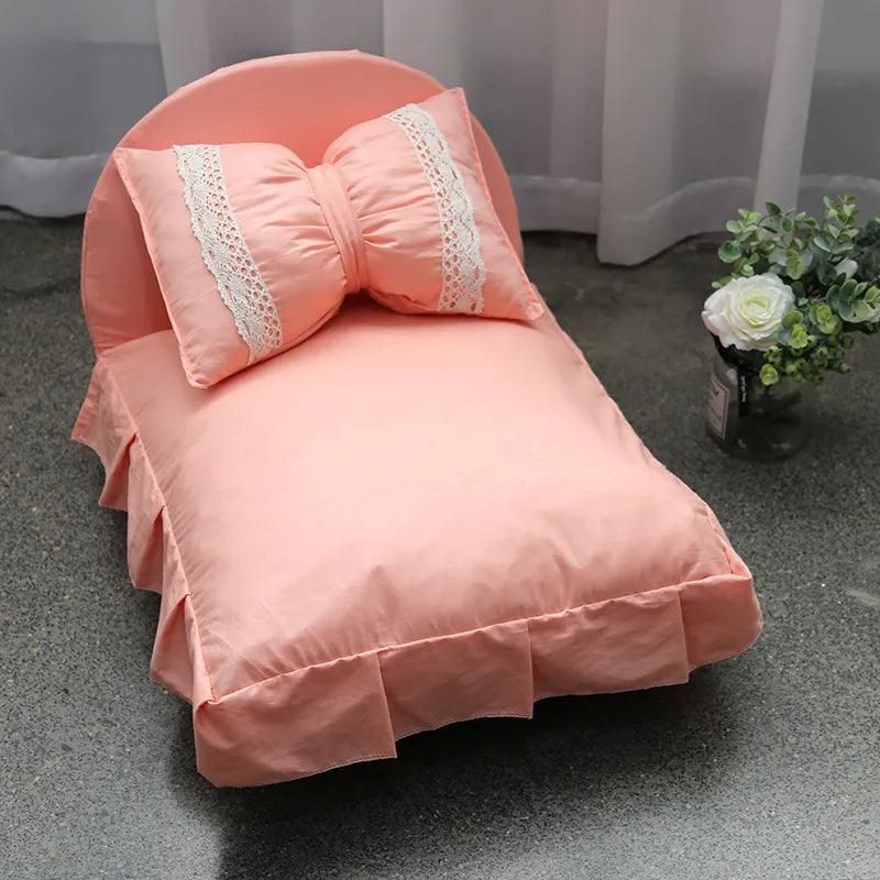 Soft Pure Cotton Princess Cat Bed and Dog Bed: Peak Support | Pink