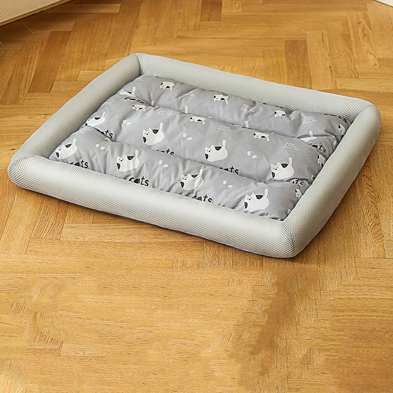 Summer Cooling Cushioned Pet Bed: Refreshing, Moisture Proof, and Breathable | Gray