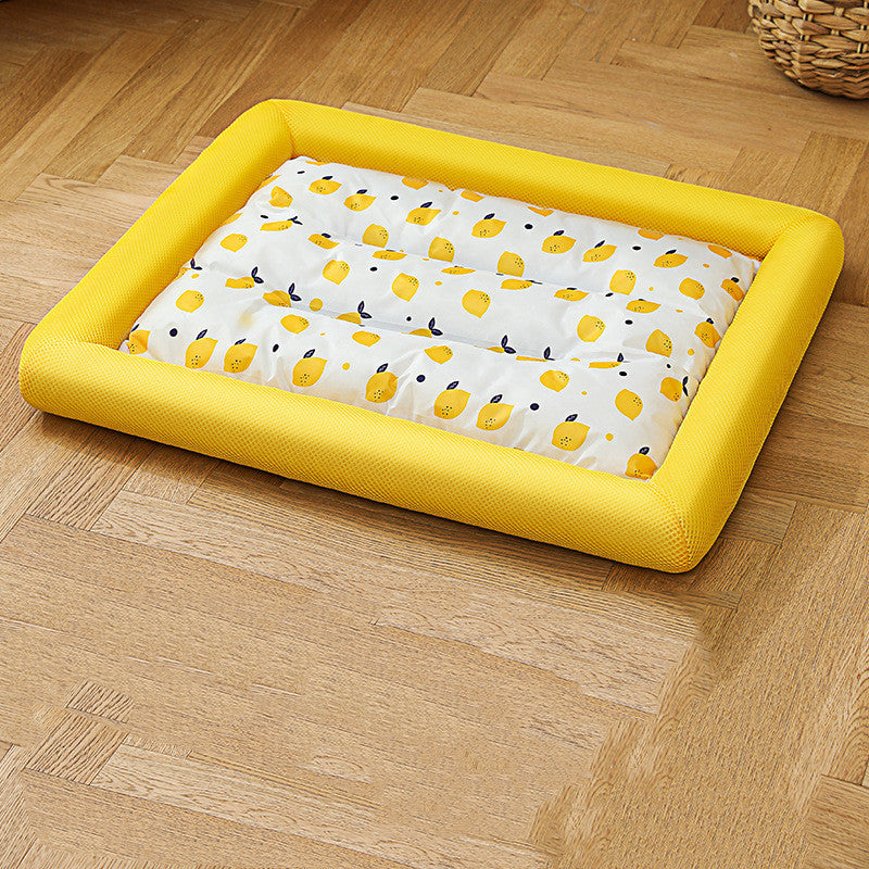 Summer Cooling Cushioned Pet Bed: Refreshing, Moisture Proof, and Breathable | Yellow