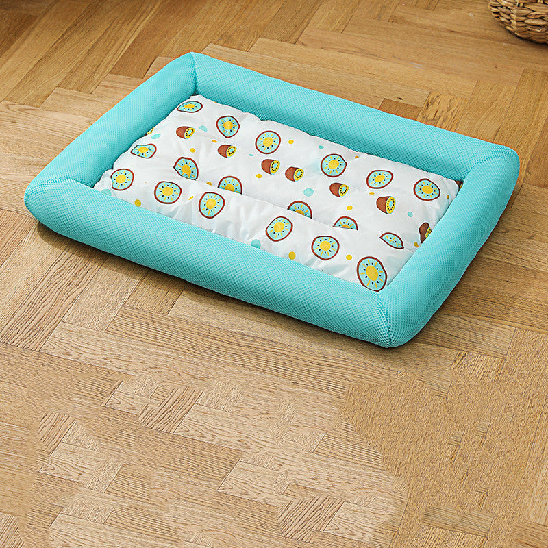 Summer Cooling Cushioned Pet Bed: Refreshing, Moisture Proof, and Breathable | Blue