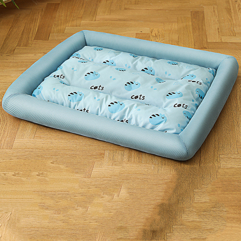 Summer Cooling Cushioned Pet Bed: Refreshing, Moisture Proof, and Breathable | Blue