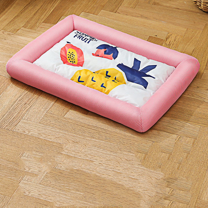 Summer Cooling Cushioned Pet Bed: Refreshing, Moisture Proof, and Breathable | Pink