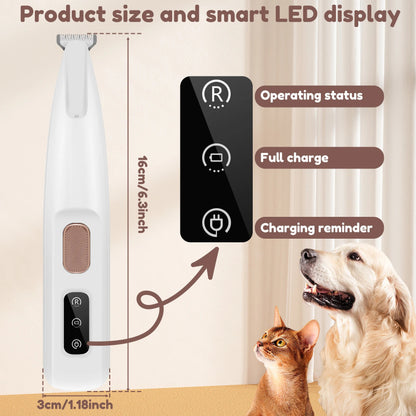 Waterproof Pet Paw Trimmer with LED Light: 18mm Widened Blade