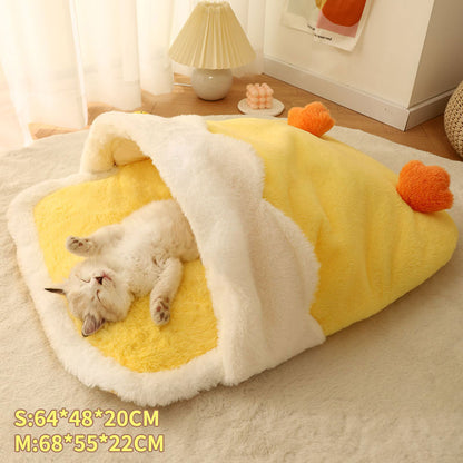 Winter Warm Cat Sleeping Pad Pet Bed: Supreme Comfort | Yellow