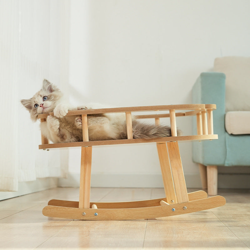 Wooden Swinging Hammock Cat Bed: Easy to Clean and Stylish | No Cushion 