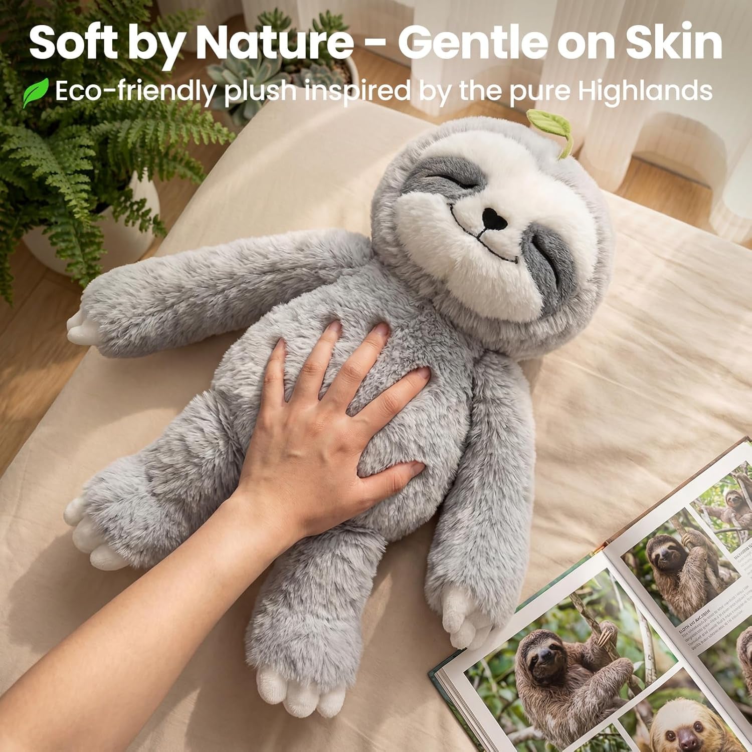 Weighted Stuffed Animals Sloth Plush, Heatable Coolable, 4 Lb, 20In | Mom'S Choice Award, Microwaveable Inner Pad, Huggable Sloth Plushies, Cozy Gift for Kids & Adults