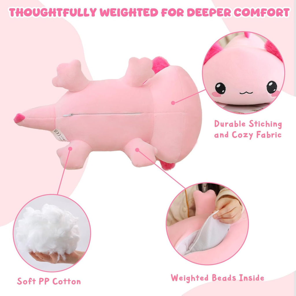 Weighted Stuffed Animals, Axolotl Stuffed Animal with Weighted Beads, Cute Plush Toy Pillow Gifts for Adults Kids Boys Girls
