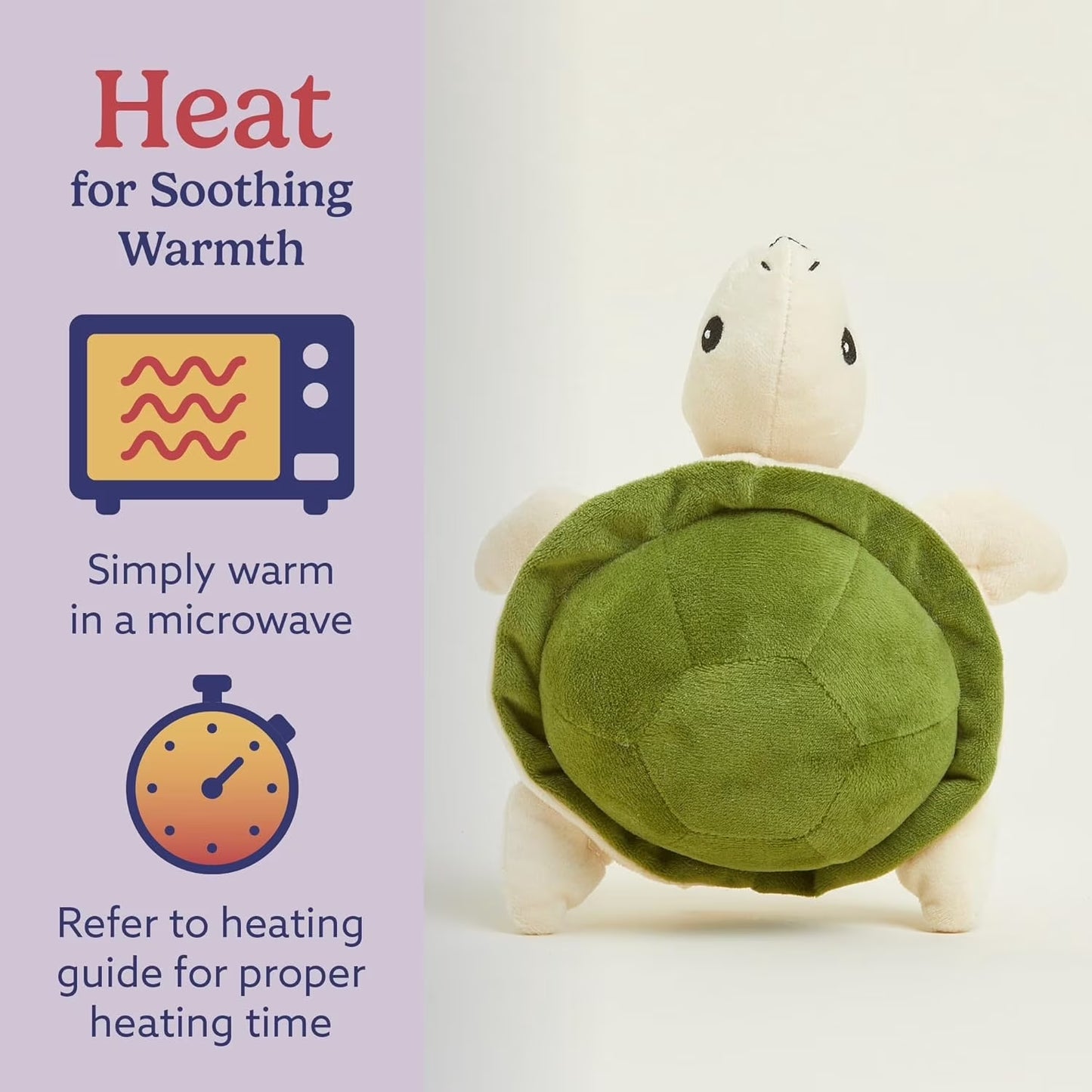 Junior 9” Turtle Stuffed Animal, Microwavable Heated Plushies and Weighted Soft Plush Toys