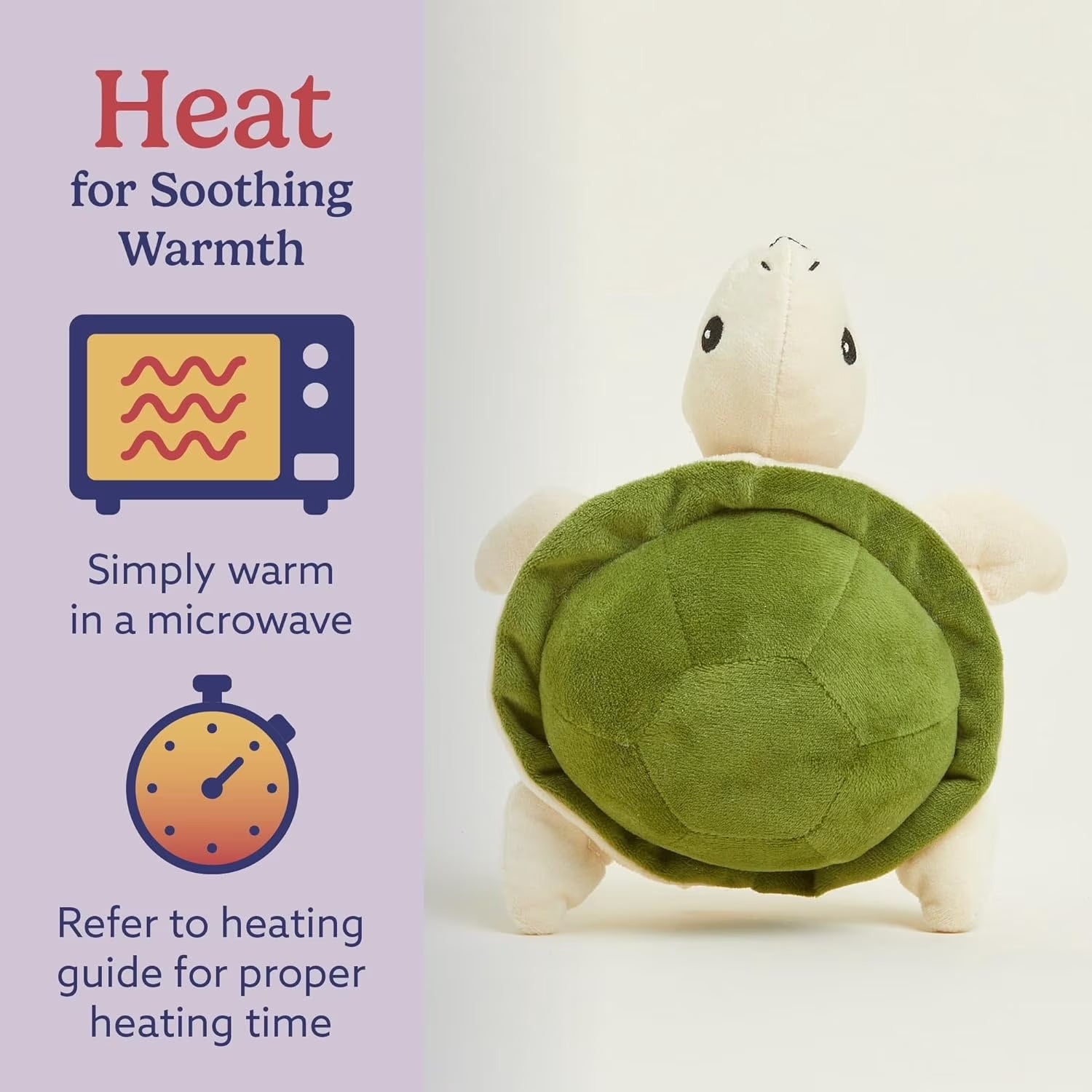 Junior 9” Turtle Stuffed Animal, Microwavable Heated Plushies and Weighted Soft Plush Toys