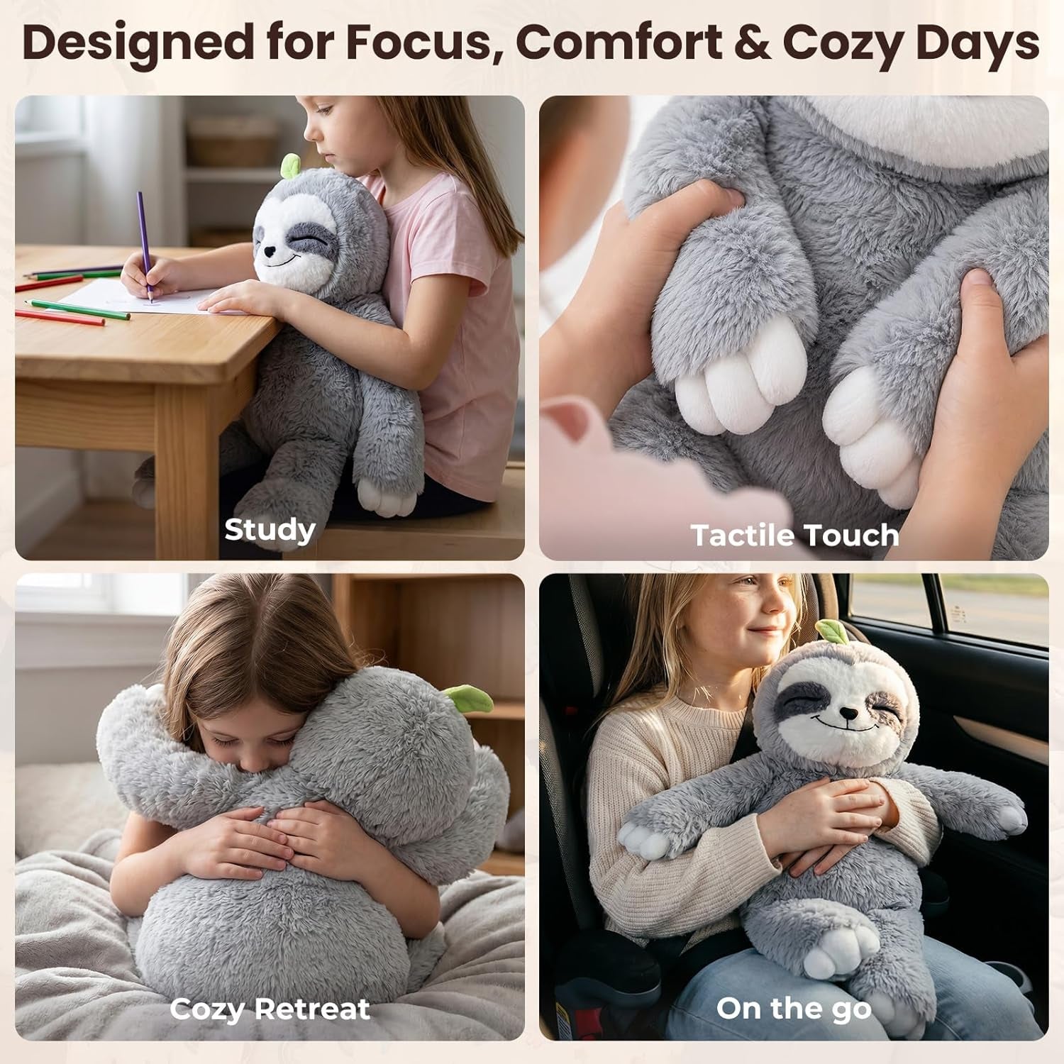 Weighted Stuffed Animals Sloth Plush, Heatable Coolable, 4 Lb, 20In | Mom'S Choice Award, Microwaveable Inner Pad, Huggable Sloth Plushies, Cozy Gift for Kids & Adults