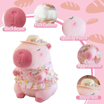 Pink Capybara Plush 12" Pool Party Capybara Stuffed Animal Pillows Kawaii Swimsuit Wearing Kawaii Stuffed Animal Plushie Cute Capybara Plush, Ultra Soft Hugging Gift for Kids, Girls, Boys