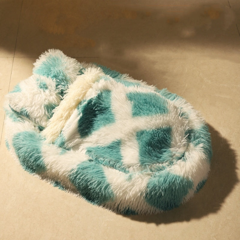 Long Faux Fur Stress Relief Winter Warm Cat Bed