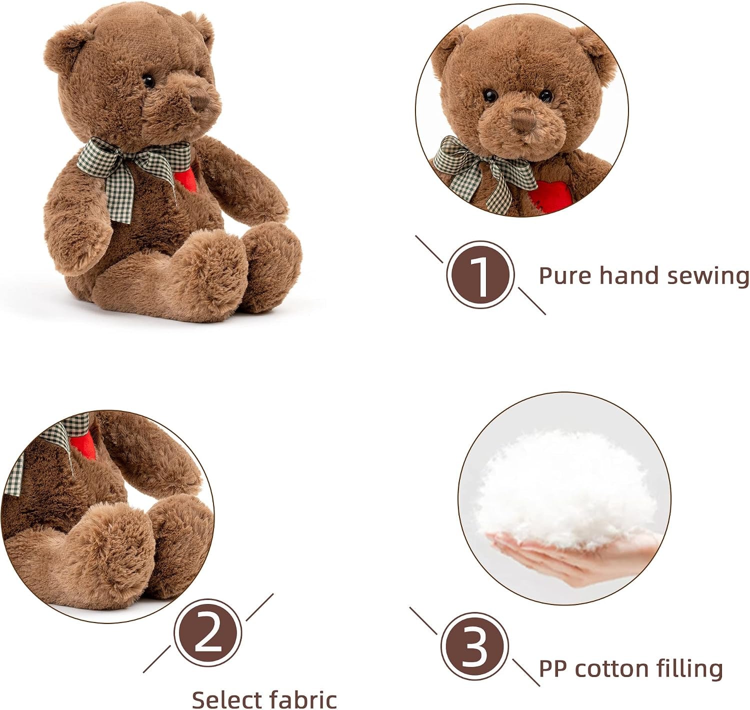 11.4” Small Teddy Bear with Heart Cute Brown Teddy Bear Stuffed Animals Soft Stuffed Bear Plush Bear Plushie Toys Gifts for Girlfriend Boyfriend Kid