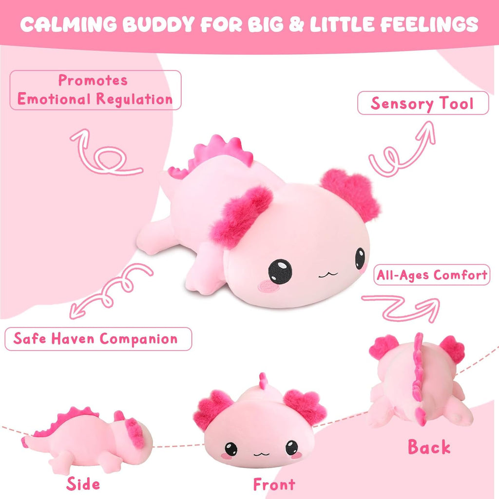 Weighted Stuffed Animals, Axolotl Stuffed Animal with Weighted Beads, Cute Plush Toy Pillow Gifts for Adults Kids Boys Girls