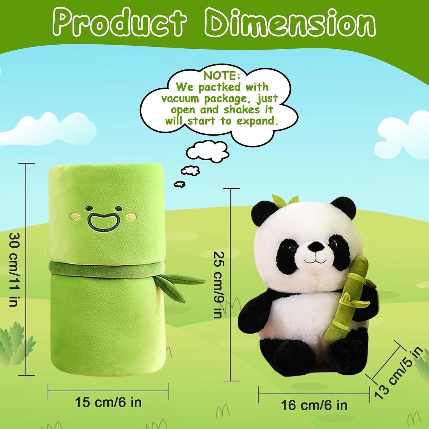 Soft Reversible Panda Stuffed Animals with Bamboo Storage Bag, 11-Inch Interactive Baby Toy, Cute Cuddly Panda Plush Toy for Kids & Adults – Perfect for Birthday & Easter Gifts | 11-Inch Interactive Baby Toy