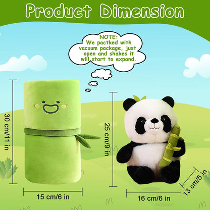 Soft Reversible Panda Stuffed Animals with Bamboo Storage Bag, 11-Inch Interactive Baby Toy, Cute Cuddly Panda Plush Toy for Kids & Adults – Perfect for Birthday & Easter Gifts | 11-Inch Interactive Baby Toy