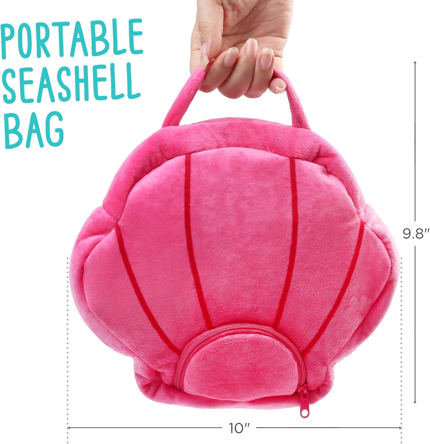 5-Pack Ocean Stuffed Animal Set with Shell Carrying Bag | Sea Creature Stuffed Animals for Girls & Toddler, Plush Toys with Turtle, Octopus, Mermaid, Seahorse, Crab, Baby Shower