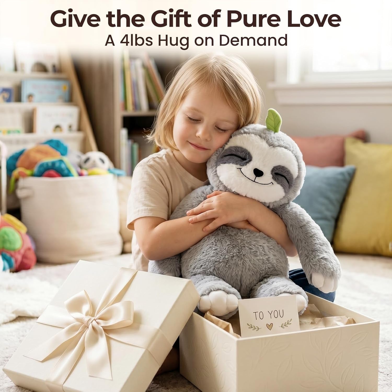 Weighted Stuffed Animals Sloth Plush, Heatable Coolable, 4 Lb, 20In | Mom'S Choice Award, Microwaveable Inner Pad, Huggable Sloth Plushies, Cozy Gift for Kids & Adults